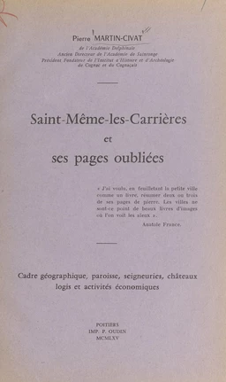 Saint-Même-les-Carrières et ses pages oubliées