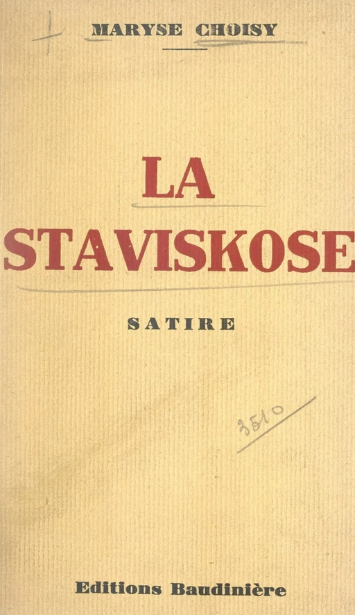 La staviskose - Maryse Choisy - FeniXX réédition numérique