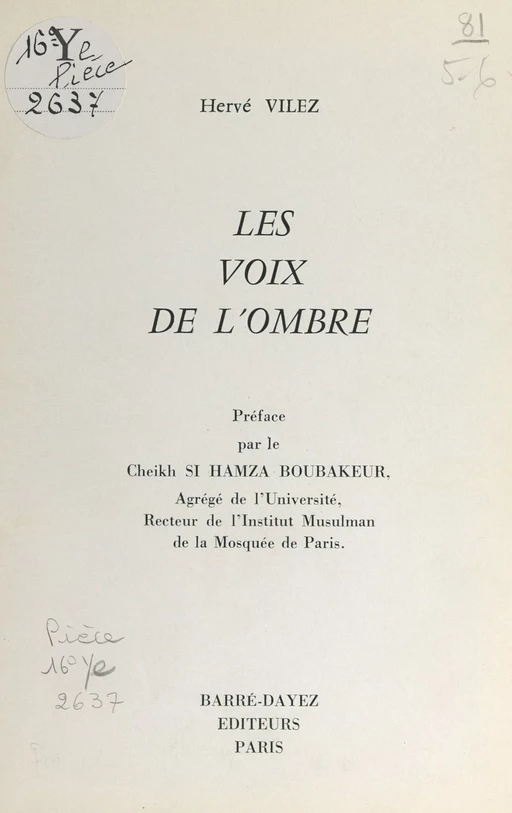 Les voix de l'ombre - Hervé Vilez - FeniXX réédition numérique