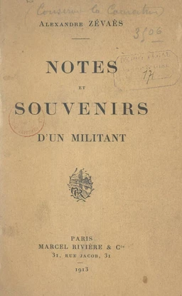 Notes et souvenirs d'un militant