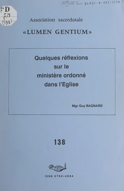 Quelques réflexions sur le ministère ordonné dans l'Église