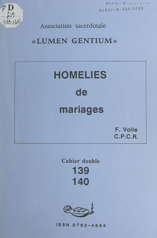 Homélies de mariages - Francis Volle - FeniXX réédition numérique