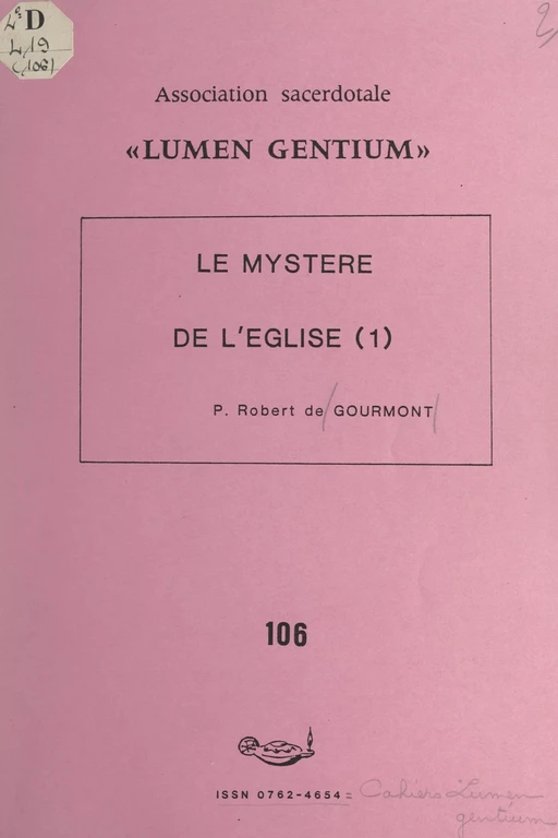 Le mystère de l'Église (1) - Robert de Gourmont - FeniXX réédition numérique