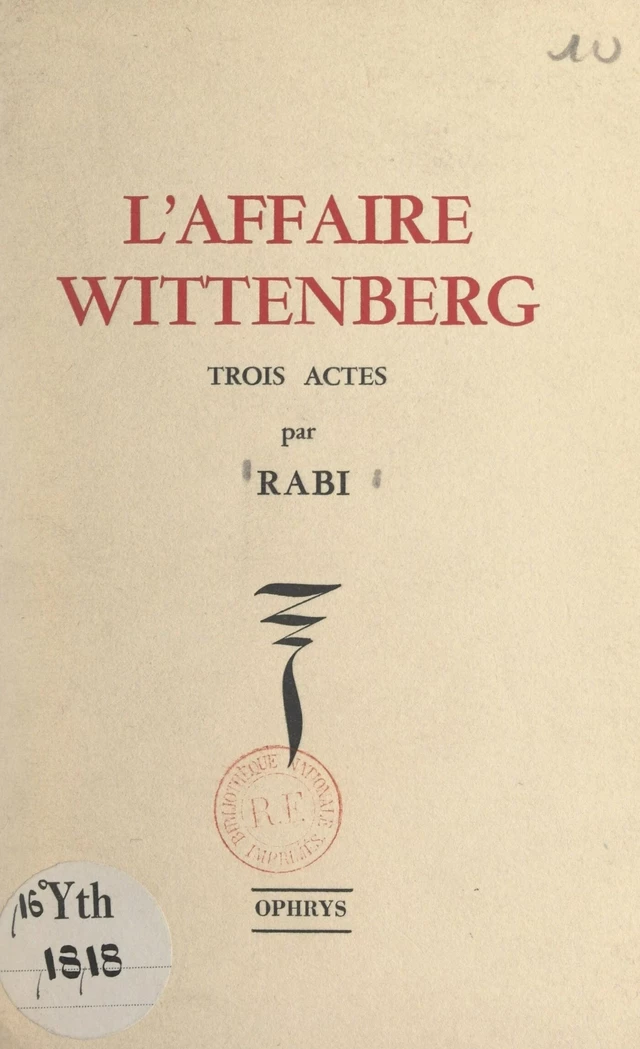 L'affaire Wittenberg -  Rabi - FeniXX réédition numérique