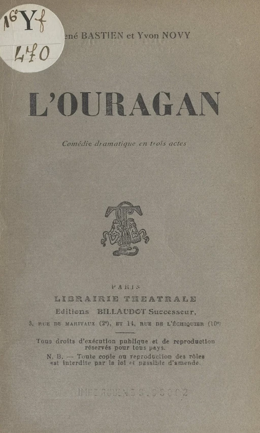 L'ouragan - René Bastien, Yvon Novy - FeniXX réédition numérique