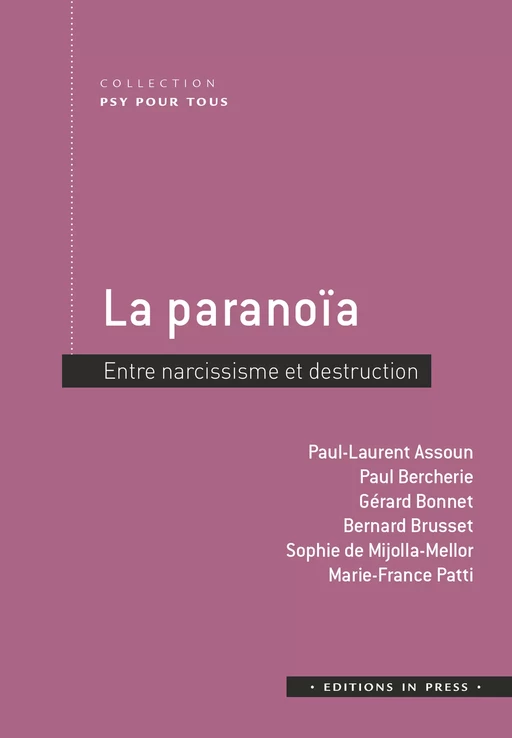 La paranoïa - Paul-Laurent Assoun, Paul Bercherie, Gérard Bonnet, Bernard Brusset, Sophie De Mijolla-Mellor, Marie-France Patti - Éditions In Press