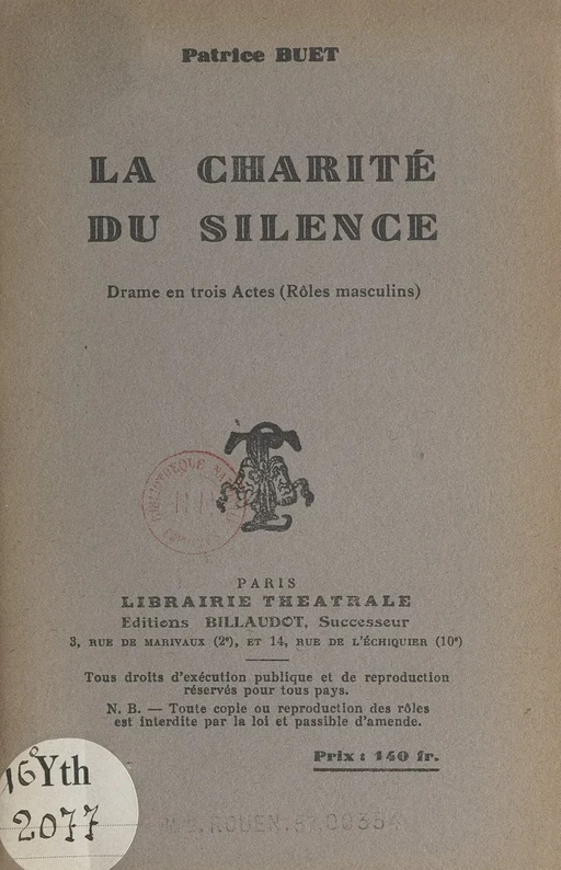 La charité du silence - Patrice Buet - FeniXX réédition numérique