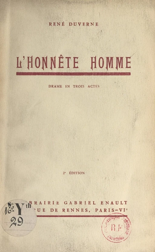 L'honnête homme - René Duverne - FeniXX réédition numérique