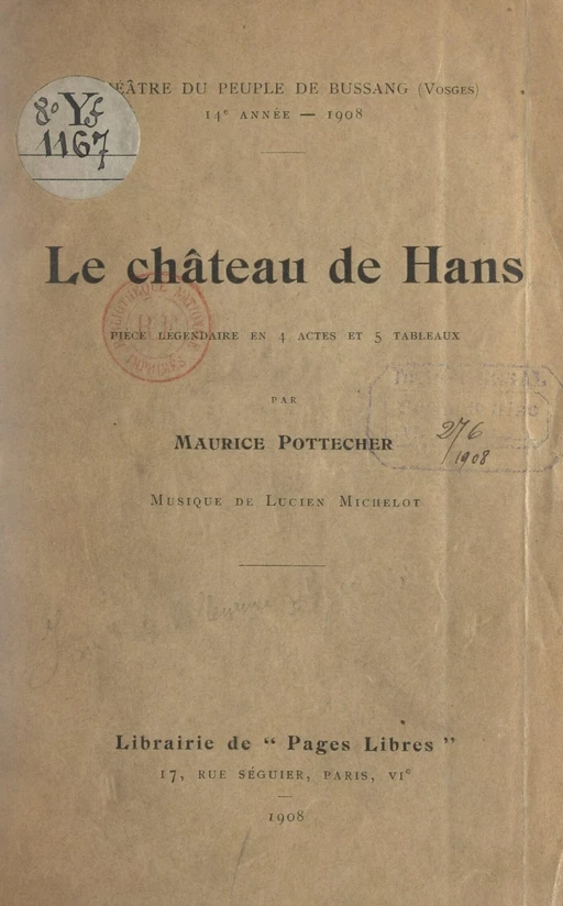 Le château de Hans - Maurice Pottecher - FeniXX réédition numérique