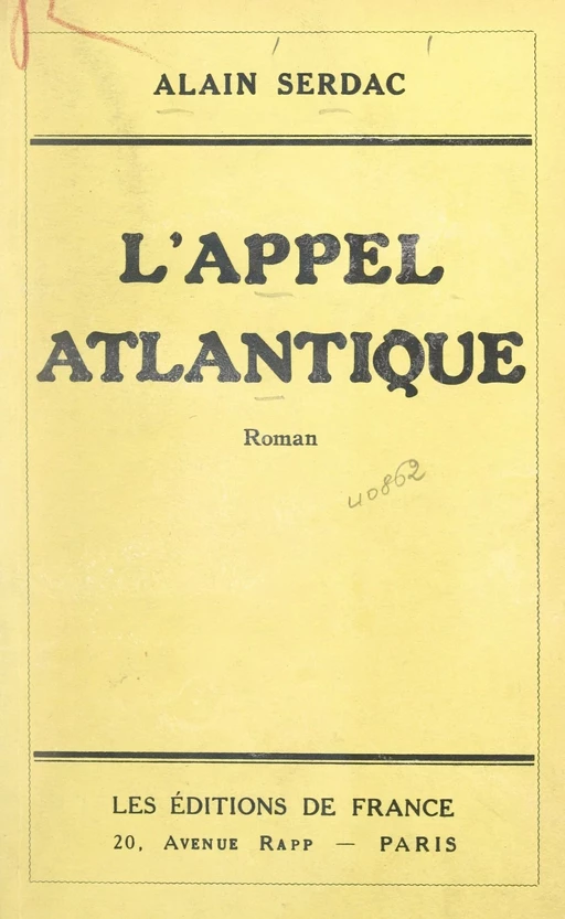 L'appel atlantique - Alain Serdac - FeniXX réédition numérique