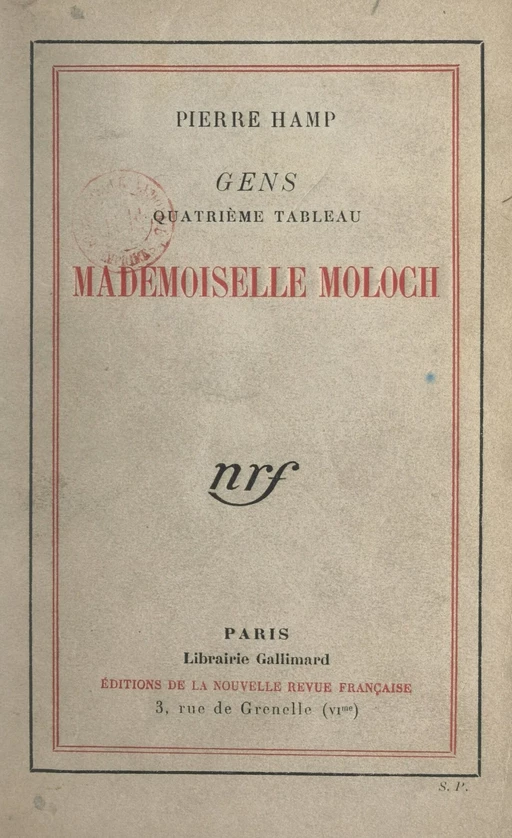 Gens (4). Quatrième tableau : Mademoiselle Moloch - Pierre Hamp - FeniXX réédition numérique