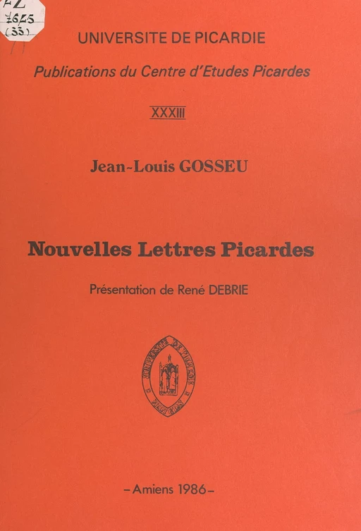 Nouvelles lettres picardes - Jean-Louis Gosseu - FeniXX réédition numérique