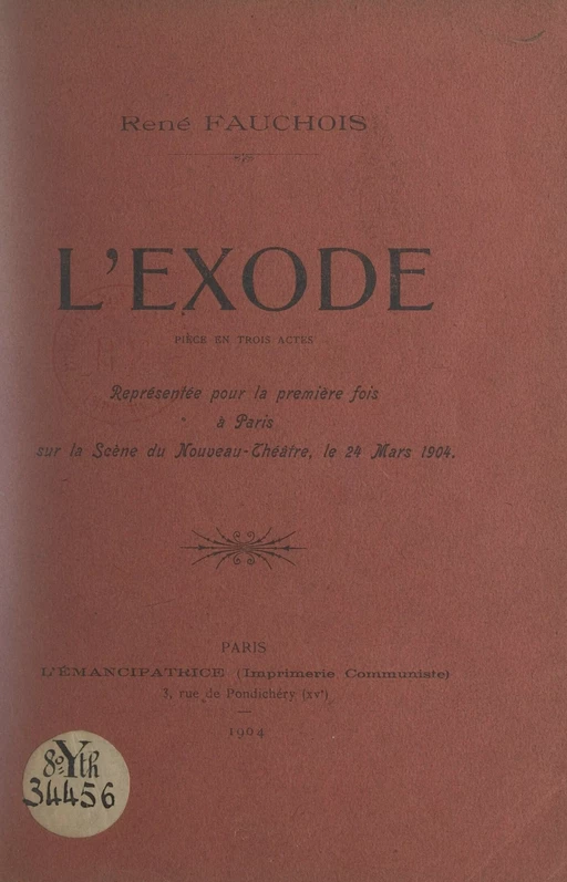 L'exode - René Fauchois - FeniXX réédition numérique