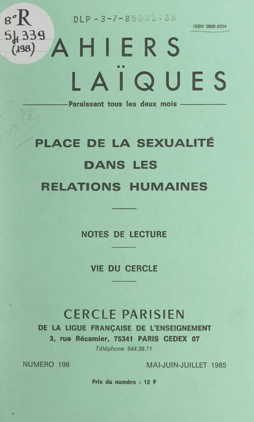 Place de la sexualité dans les relations humaines - Louis Lafourcade, André Morali-Daninos - FeniXX réédition numérique