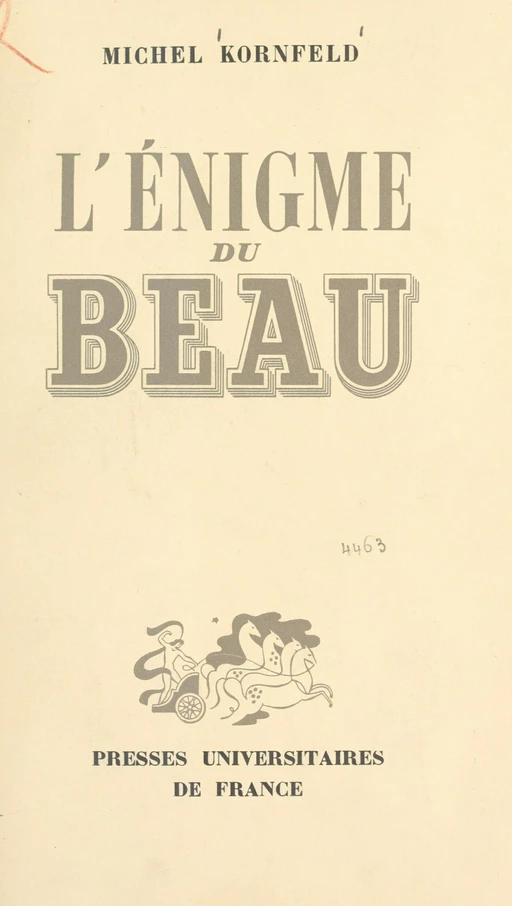 L'énigme du beau - Michel Kornfeld - FeniXX réédition numérique