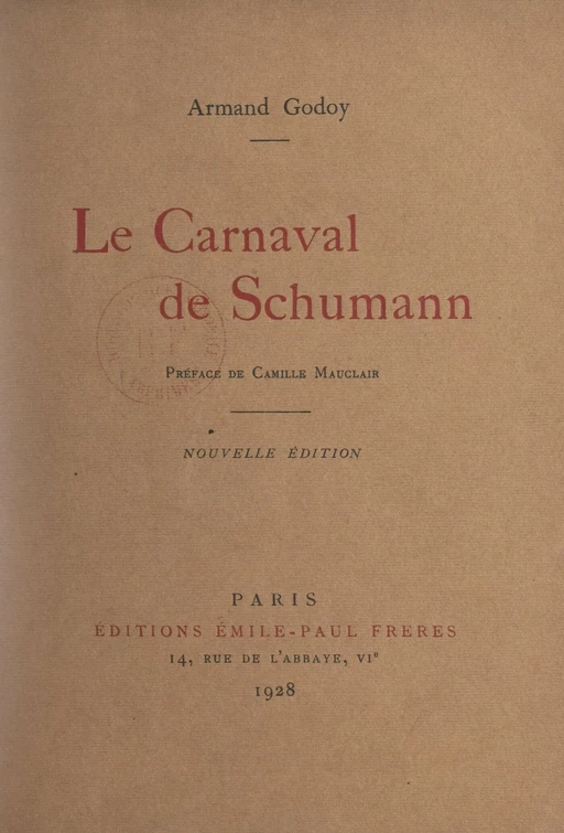 Le carnaval de Schumann - Armand Godoy - FeniXX réédition numérique