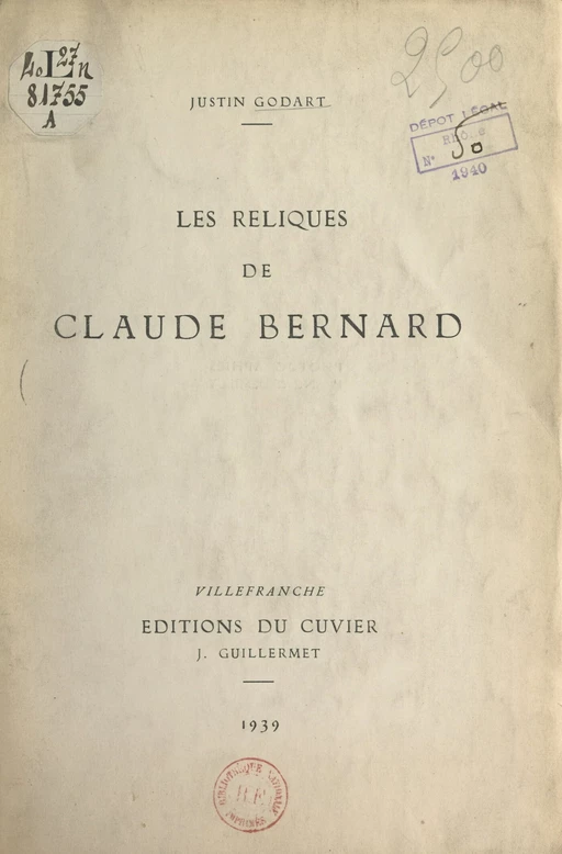 Les reliques de Claude Bernard - Justin Godart - FeniXX réédition numérique