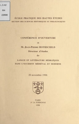 Conférence d'ouverture de M. Jean-Pierre Rothschild