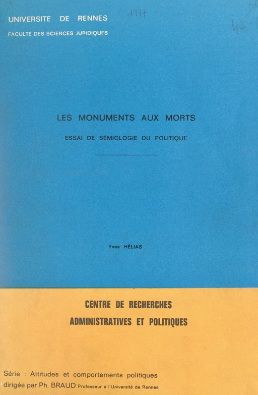 Les monuments aux morts - Yves Hélias - FeniXX réédition numérique