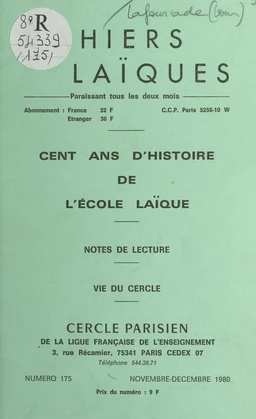 Cent ans d'histoire de l'École laïque