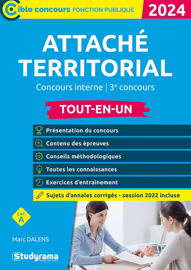 Attaché territorial : Concours interne - 3e concours - Tout-en-un - Catégorie A - Concours 2024 - Marc Dalens - Studyrama