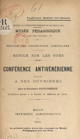 Conférence antivénérienne faite à des ouvrières