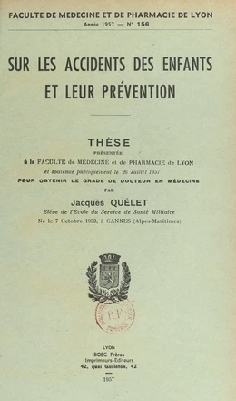 Sur les accidents des enfants et leur prévention