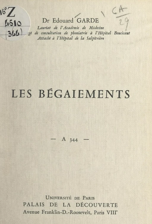 Les bégaiements - Édouard Garde - FeniXX réédition numérique