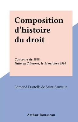 Composition d'histoire du droit