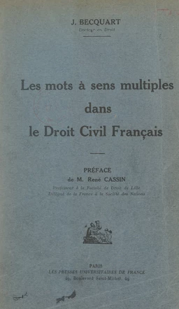 Les mots à sens multiple dans le droit civil français