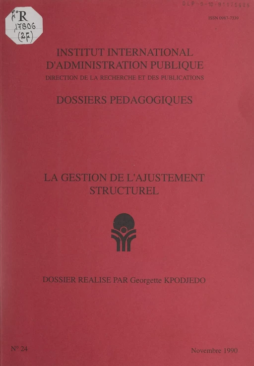 La gestion de l'ajustement structurel - Georgette Kpodjedo - FeniXX réédition numérique