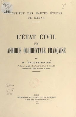 L'état civil en Afrique occidentale française