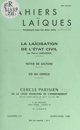 La laïcisation de l'État civil