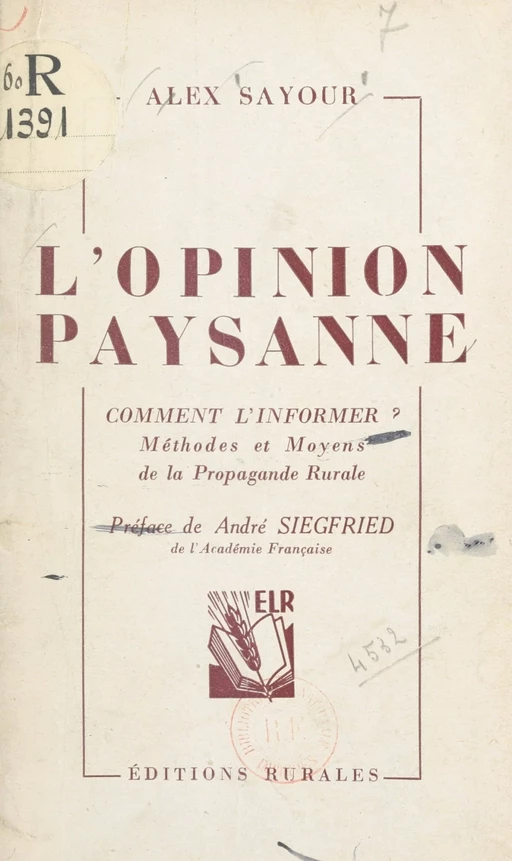 L'opinion paysanne - Alex Sayour - FeniXX réédition numérique