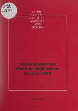 Au lendemain des élections législatives de mars 1993