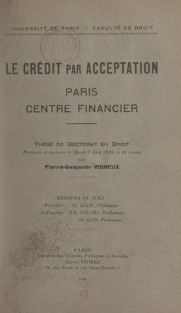 Le crédit par acceptation : Paris, centre financier