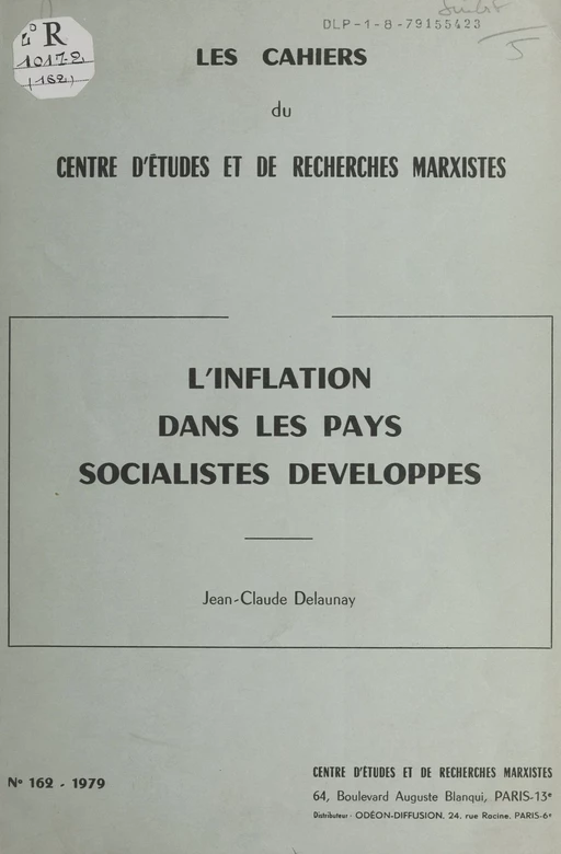 L'inflation dans les pays socialistes développés - Jean-Claude Delaunay - FeniXX réédition numérique