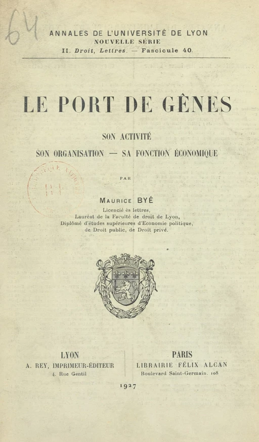 Le port de Gênes - Maurice Byé - FeniXX réédition numérique