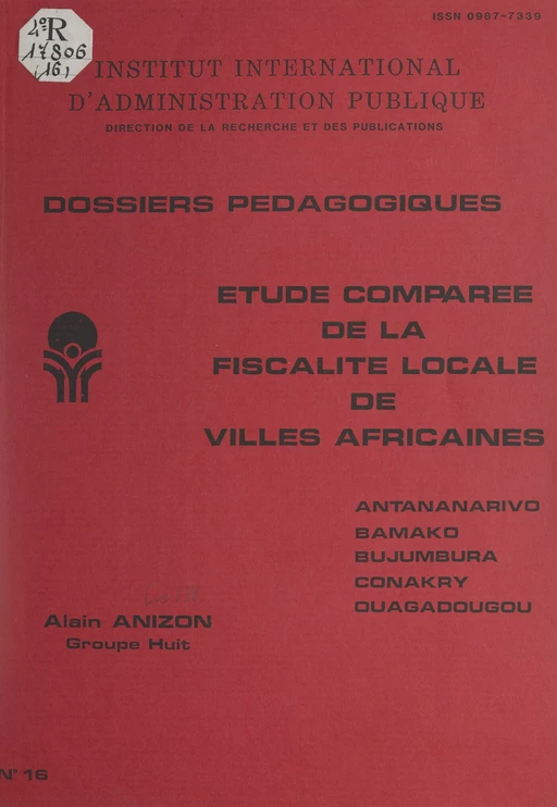 Étude comparée de la fiscalité locale de villes africaines - Alain Anizon - FeniXX réédition numérique