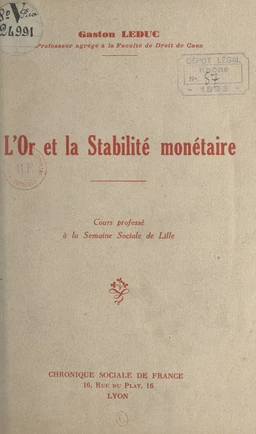 L'or et la stabilité monétaire