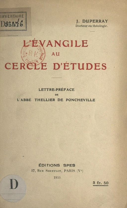 L'Évangile au cercle d'études - Jean Duperray - FeniXX réédition numérique