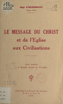 Le message du Christ et de l'Église aux civilisations