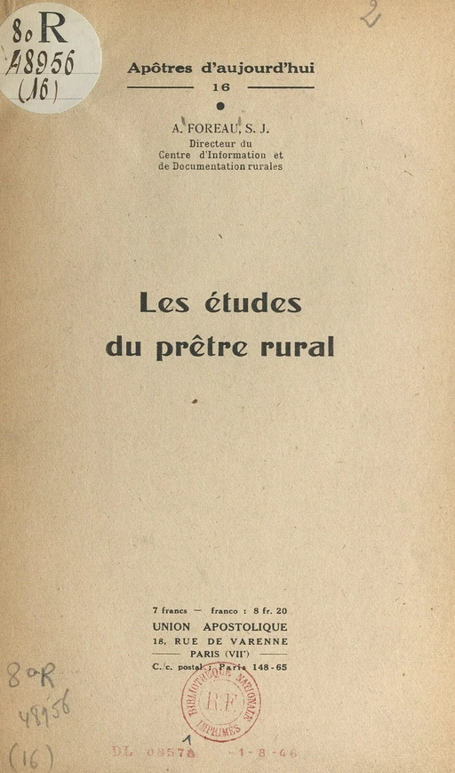 Les études du prêtre rural - Alfred Foreau - FeniXX réédition numérique