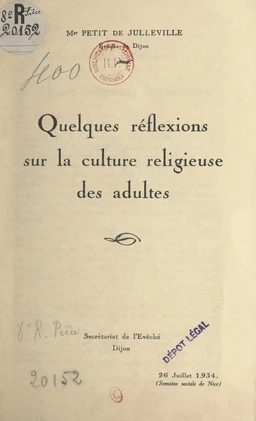 Quelques réflexions sur la culture religieuse des adultes