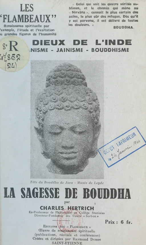 La sagesse de Bouddha : brahmanisme, jaïnisme, bouddhisme - Charles Hertrich - FeniXX réédition numérique