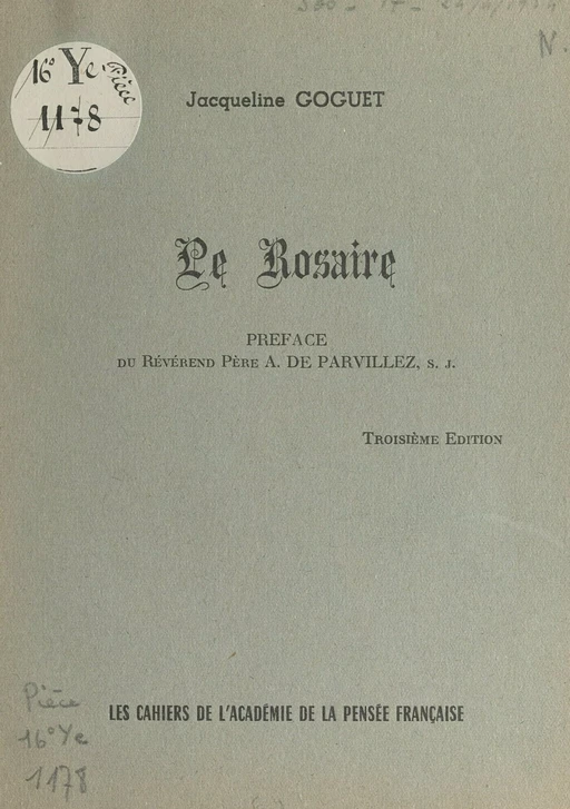 Le Rosaire - Jacqueline Goguet - FeniXX réédition numérique