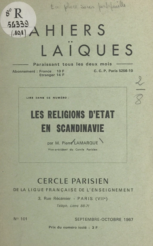 Les religions d'État en Scandinavie - Pierre Lamarque - FeniXX réédition numérique