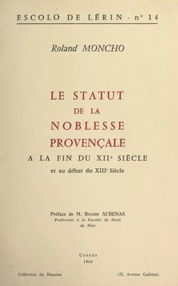 Le statut de la noblesse provençale