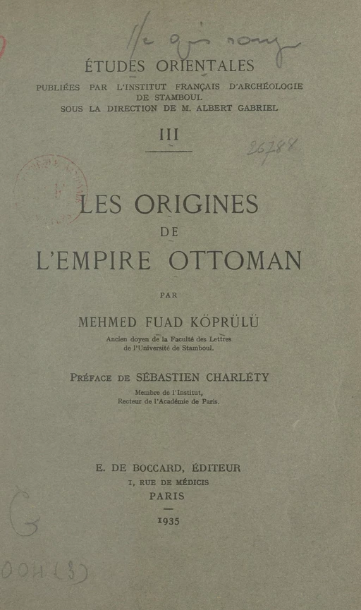 Les origines de l'empire ottoman - Mehmed Fuad Köprülü - FeniXX réédition numérique