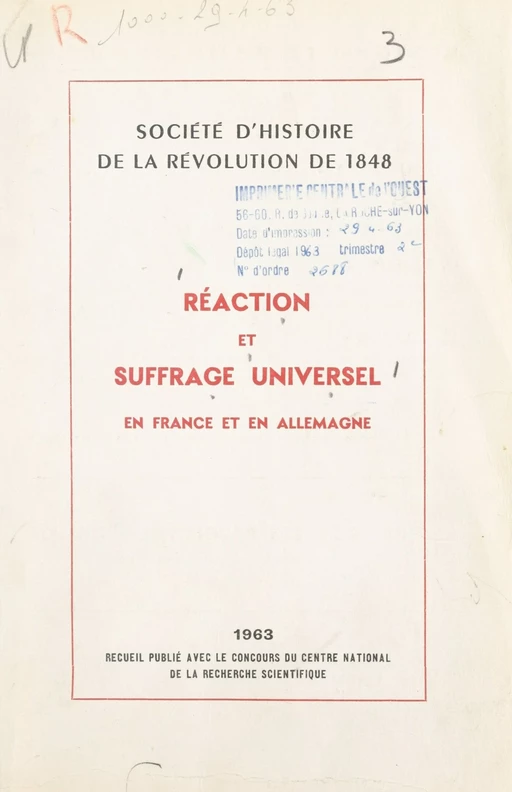 Réaction et suffrage universel en France et en Allemagne - Robert Balland, Jacques Droz, Gerhard Schilfert - FeniXX réédition numérique